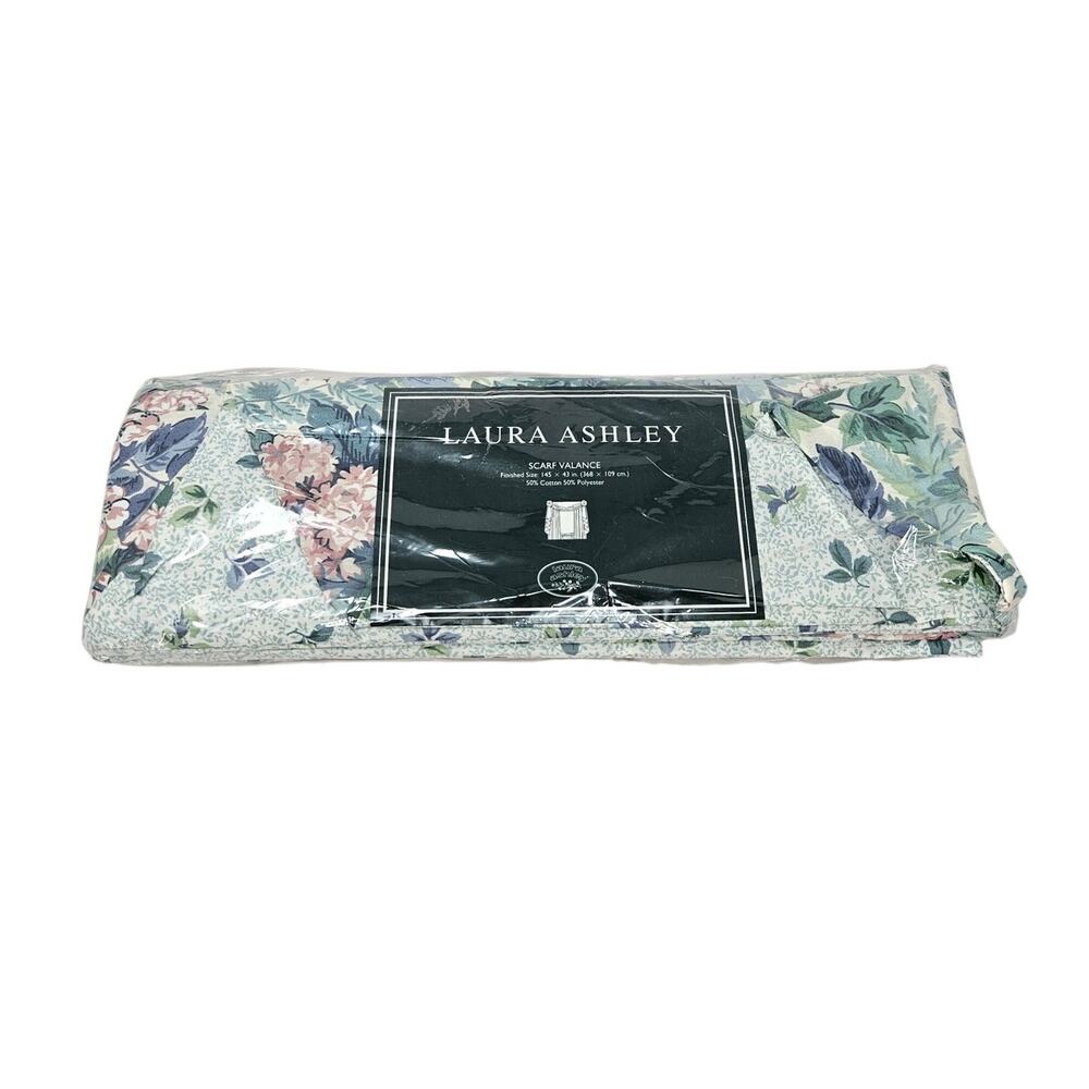 Deadstock Vintage 90s Laura Ashley Scarf Valance Floral 145x43 in Cottage